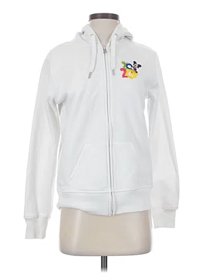 Pre-owned Disney Parks Zip Up Hoodie In White