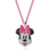 Disney Pave Crystal Minnie Mouse Necklace With Pink Chain, 16"+3" In Black