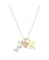 Disney Peanuts Cubic Zirconia Snoopy Heart Initial Cluster Charm Necklace