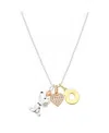 Disney Peanuts Cubic Zirconia Snoopy Heart Initial Cluster Charm Necklace