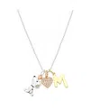 Disney Peanuts Cubic Zirconia Snoopy Heart Initial Cluster Charm Necklace