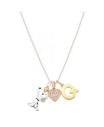 Disney Peanuts Cubic Zirconia Snoopy Heart Initial Cluster Charm Necklace