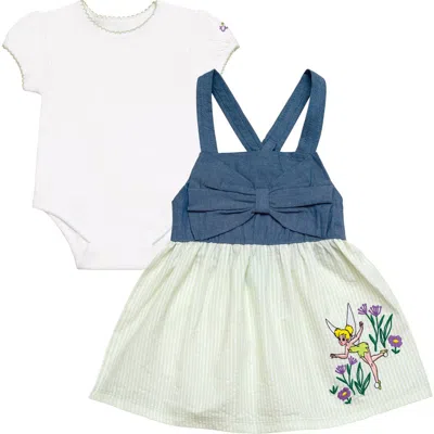 Disney Babies'  Peter Pan Tinker Bell 2-piece Bodysuit And Jumper Dress Set In Multi