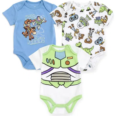 Disney Kids'  Pixar 3-pack Short Sleeve Bodysuits In Multi