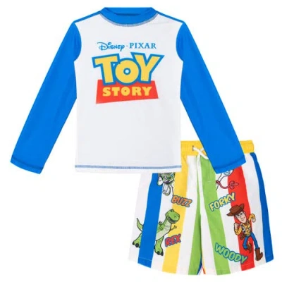 Disney Kids'  Pixar Swimwear 2-piece Rash Guard And Swim Trunks Set In Multi