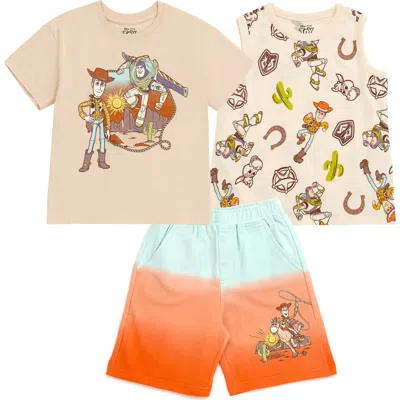 Disney Kids'  Pixar T-shirt Tank Top And Shorts Set In Multi