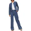 Disney Plus Womens Embellished Denim Wide Leg Jeans In Blue