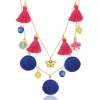 Disney Pom Pom Tassel Charm Necklace In Pink