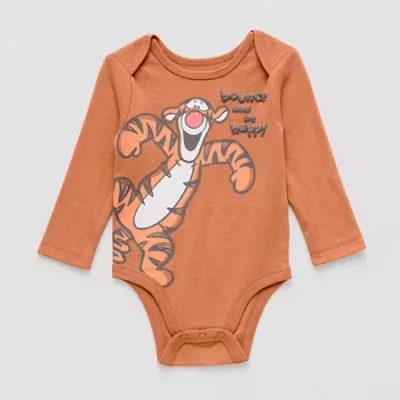 Disney Pooh Disney Baby Boys Tigger Crew Neck Long Sleeve Bodysuit In Orange