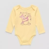 Disney Pooh Disney Baby Girls Winnie The Pooh Crew Neck Long Sleeve Bodysuit In Yellow