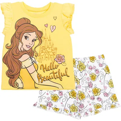 Disney Kids'  Princess 2-piece T-shirt And Shorts Set In Yellow