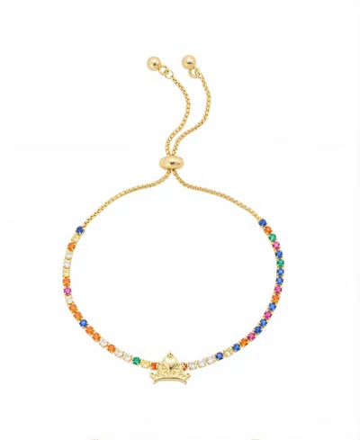 Disney Princess Crown Multicolor Bolo Bracelet In Gold