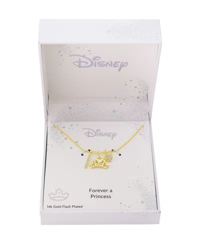 Disney Princess Cubic Zirconia Pendant Charm Necklace In Gold