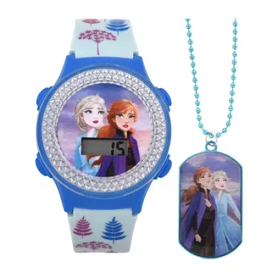 Disney Princess Kids' Disney Frozen Girls Automatic Digital Blue 2-pc. Watch Boxed Set Fzn45021jc