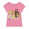 Disney Princess Disney Toddler Girls Round Neck Short Sleeve Loose Fit Princess Graphic T-shirt In Pink