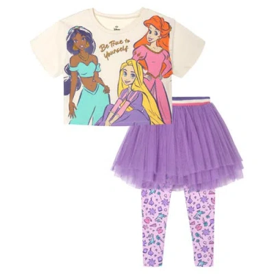 Disney Kids'  Princess Glitter T-shirt And Tutu Leggings Set In Multi