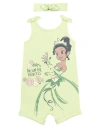 Disney Babies'  Princess Sleeveless Romper Headband Set In Green