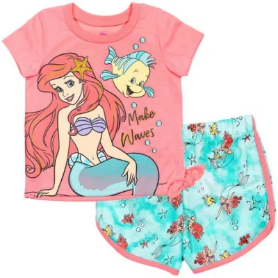 Disney Babies'  Princess T-shirt & French Terry Shorts Set In Red