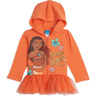 Disney Babies'  Princess Zip-up Hooded Sweatshirt In Orange