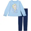 Disney Queen Elsa Frozen Long Sleeve T-shirt & Leggings Set In Blue