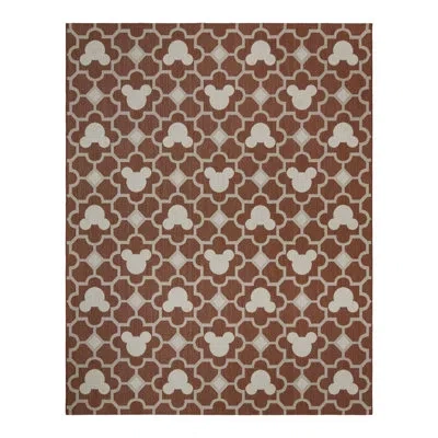 Disney Rectangle Geometric Machine Woven Polypropylene Indoor / Outdoor Area Rug In Red