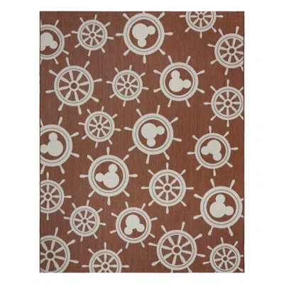 Disney Rectangle Geometric Machine Woven Polypropylene Indoor / Outdoor Area Rug In Red