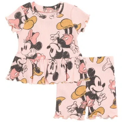 Disney Kids'  Ribbed T-shirt & Shorts Set In Multi