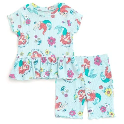 Disney Babies'  Ribbed T-shirt & Shorts Set In Blue