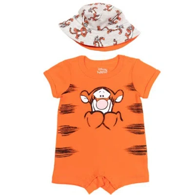 Disney Babies'  Romper & Sunhat Set In Orange