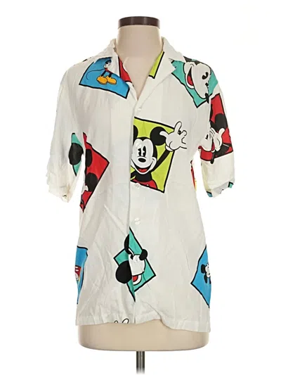 Pre-owned Disney Short Sleeve Button Down Shirt In Ivory