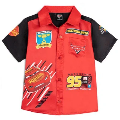 Disney Babies'  Short Sleeve Button Down Shirt In Red