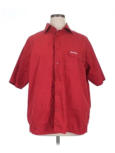 Pre-owned Disney Short Sleeve Button Down Shirt In Red