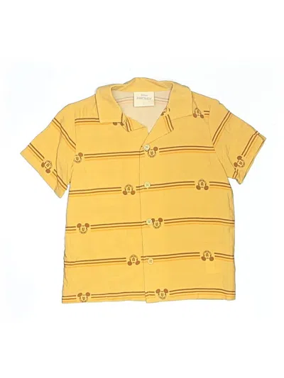 Pre-owned Disney Kids' Short Sleeve Button Down Shirt In Yellow