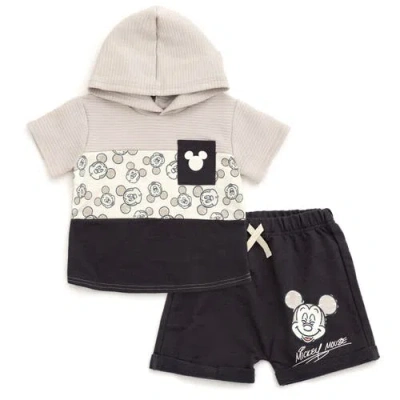 Disney Kids'  Short Sleeve Hoodie & Shorts Set In Black