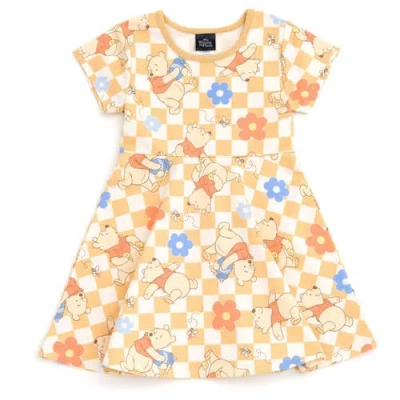 Disney Kids'  Short Sleeve Skater Dress In Yellow