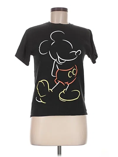 Pre-owned Disney Short Sleeve Top Black Graphic Pattern Sweetheart Neckline Tops