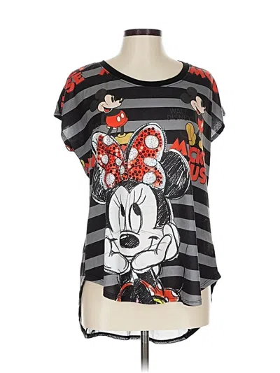 Pre-owned Disney Short Sleeve Top Black Sweetheart Neckline Tops
