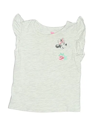 Pre-owned Disney Kids' Short Sleeve Top Gray Ruffles Neckline Tops