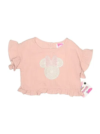 Pre-owned Disney Babies' Short Sleeve Top Pink Keyhole Neckline Tops