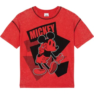 Disney Short Sleeve T-shirt In Red Peace Mickey