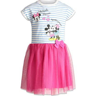 Disney Kids'  Short Sleeve Tulle Dress In Multi