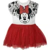 Disney Kids'  Short Sleeve Tulle Dress In Red