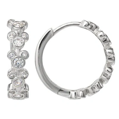 Disney Silver Plated Cubic Zirconia Endless Hoop Earrings In Metallic