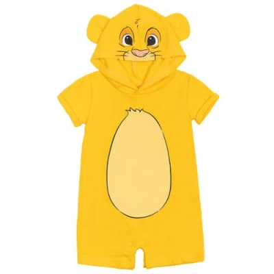 Disney Babies'  Simba Lion King Cosplay Romper In Yellow