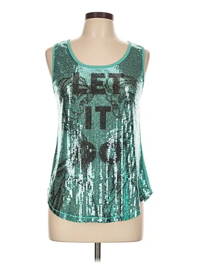 Pre-owned Disney Sleeveless Top Teal Scoop Neck Tops In Blue