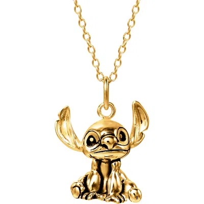 Disney Sterling Silver Stitch Necklace In Gold