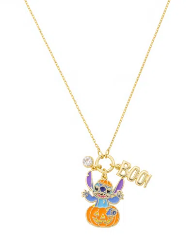 Disney Stitch Cubic Zirconia Trick Or Treat Pendant Necklace In Gold