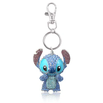 Disney Stitch Pave 3d Bling Keychain Bag Charm In Blue