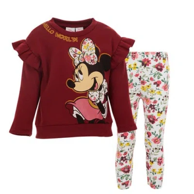 Disney Babies'  Sweatshirt & Leggings Set In Burgundy