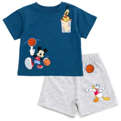 Disney Kids'  T-shirt & French Terry Shorts Set In Blue